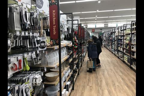 The removal of the cross aisle has allowed more space to be dedicated to homewares, which can be better displayed as a result